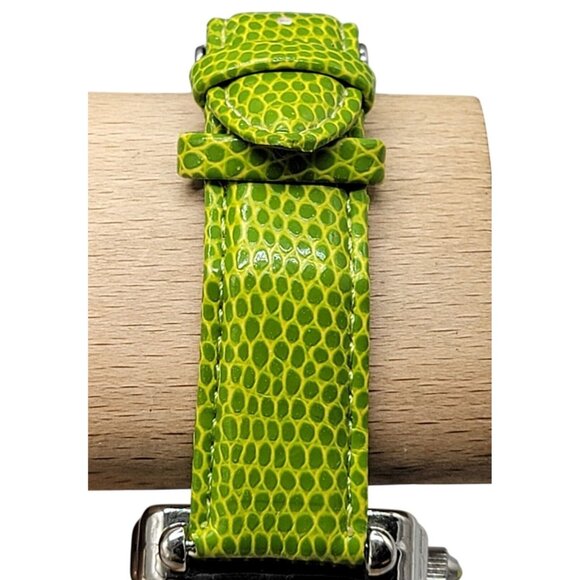 Disney Tinkerbell Accutime Watch TK1022 7" Green Faux Leather Band Silver Tone - Picture 6 of 15